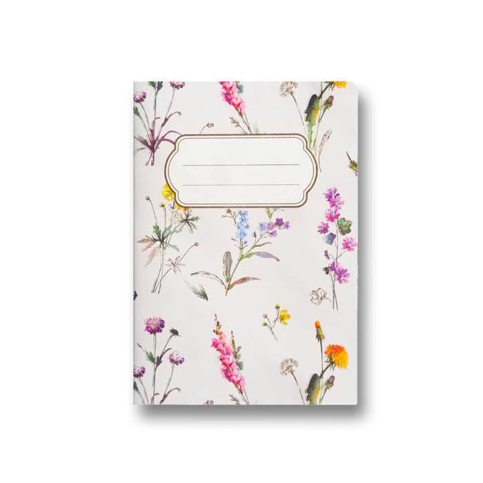 Kartos A6 soft cover journal with wildflower design, ideal for note-taking and journaling on the go.