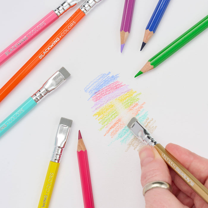 Set of 24 Blackwing Colors pencils featuring vibrant colored leads in a sleek black pencil design.