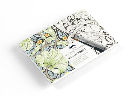 Watercolour postcard book featuring William Morris designs on textured watercolor paper by Pepin Press.