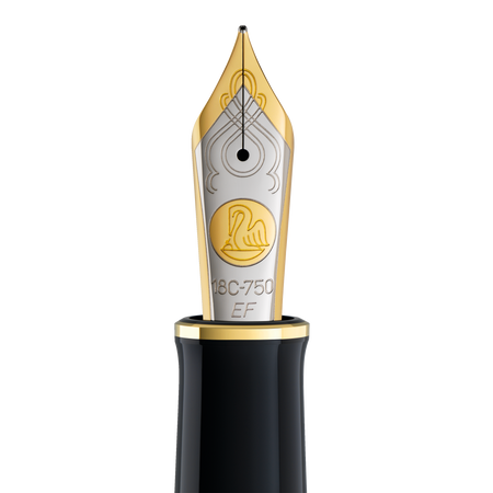 Pelikan Souverän M1000 green fountain pen with gold trim and piston filling mechanism on a white background.