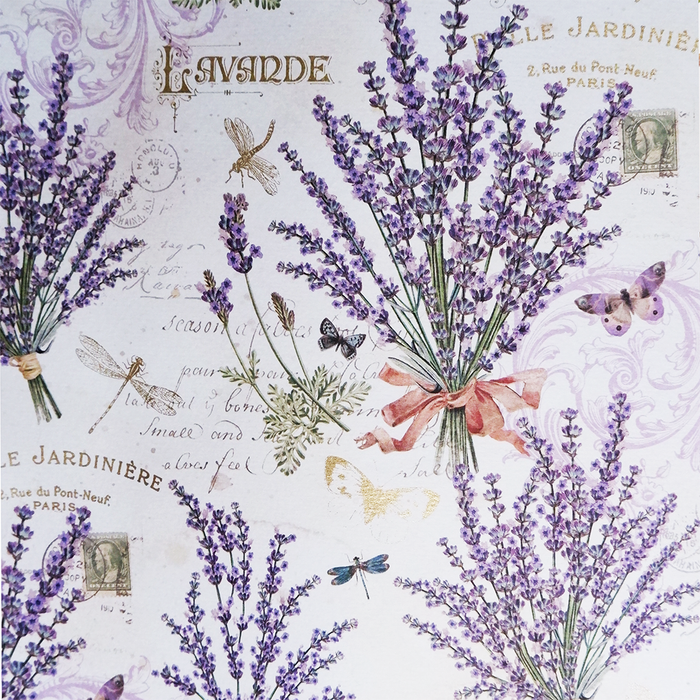 Kartos lavender wrapping paper with floral design, ideal for gift wrapping and special occasions.