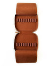 Eng Leather Co. 18-slot Apple leather pen case in camel vegan leather, with pens neatly organized inside.