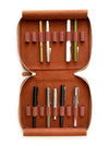 Eng Leather Co. 18-slot Apple leather pen case in camel vegan leather, designed for organized storage of pens and accessories.