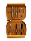 Eng Leather Co. vegan camel leather 18-slot Apple pen case with sleek design and multiple compartments for organizing pens.