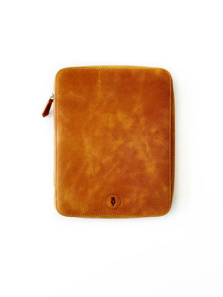 Eng Leather Co. 18-slot leather pen case in autumn golden leaf color, showcasing a sleek, stylish design for organizing pens.