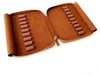 Eng Leather Co. 18-slot leather pen case in autumn golden leaf color, showcasing sleek design and high-quality craftsmanship.