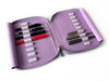 Light lavender leather pen case by Eng Leather Co. with 18 slots, designed for organizing pens in a sleek, compact case.