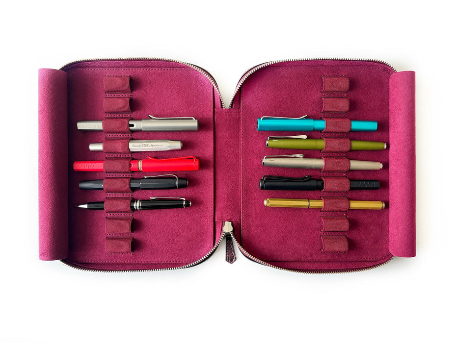 Eng Leather Co. 18-slot leather pen case in Northern Galaxy Light with sleek design and organized storage for writing instruments.