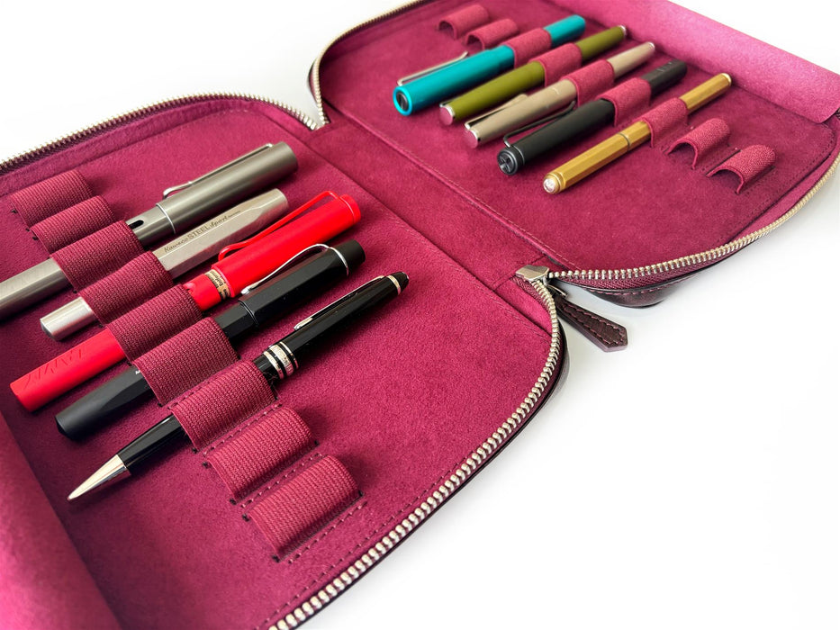 Eng Leather Co. 18-slot leather pen case in Northern Galaxy Light with sleek design and soft leather finish.
