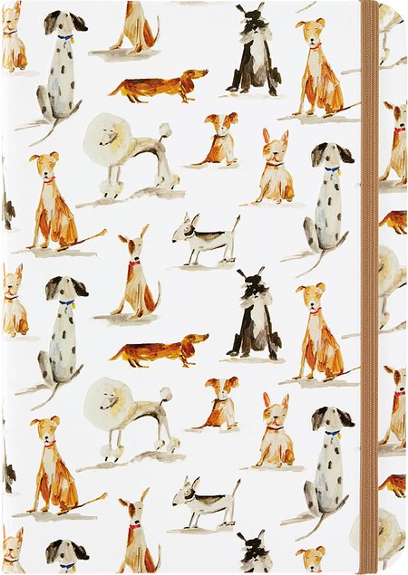 Dog Days Journal by Peter Pauper Press, featuring a colorful cover with playful dog illustrations and lined pages inside.