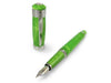 Cleo Skribent Aura fountain pen in Green Mamba with gold accents and smooth nib, displayed on a white background.