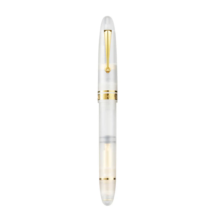 Omas Ogiva Demonstrator fountain pen with transparent body and silver accents, showcasing elegant design and craftsmanship.