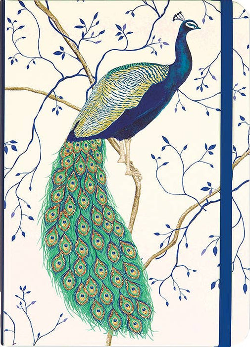 Peacock Journal by Peter Pauper Press with a colorful peacock feather cover and lined pages for writing and notes.