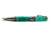 Jean-Pierre Lepine Indigo Classic Murano fountain pen with blue-green ink, showcasing a sleek, elegant design and smooth writing nib.