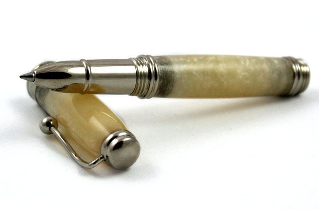 Jean-Pierre Lepine Indigo Classic Murano rollerball pen with champagne-colored accents, elegant and stylish writing instrument.