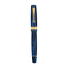Omas Bologna Azzurro Diamante fountain pen with blue and silver design, featuring a sleek, elegant writing instrument.