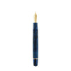 Omas Bologna Azzurro Diamante fountain pen with blue and silver design, metal clip, and smooth writing nib.