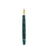 Omas Bologna Smeraldo Elegante fountain pen with green resin body and gold accents, showcasing a luxurious writing instrument.