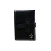 Refillable black Italian leather latch journal or 2025 daily planner by Il Cartiglio, showing the closed large journal with textured cover.