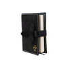 Large black Italian leather refillable latch journal or 2025 planner by Il Cartiglio, with a secure latch closure and spacious pages.