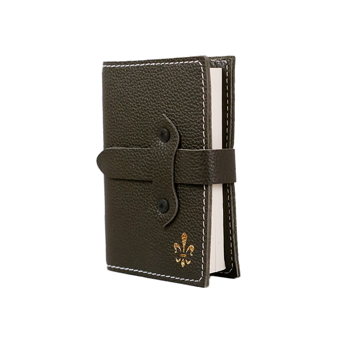 Large Italian leather refillable latch journal or 2025 planner by Il Cartiglio featuring dark green cover and daily planning pages.