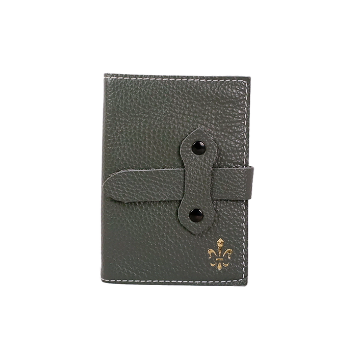 Large Italian leather refillable latch journal or 2025 planner by Il Cartiglio, with a grey cover and durable binding.