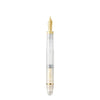 Omas Ogiva Demonstrator fountain pen with transparent body and silver cap, showcasing elegant design and smooth writing nib.
