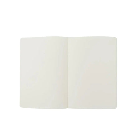 Karatis Egyptian Indigo notebook with Tomoe River paper, showing a close-up of the textured cover and binding details.