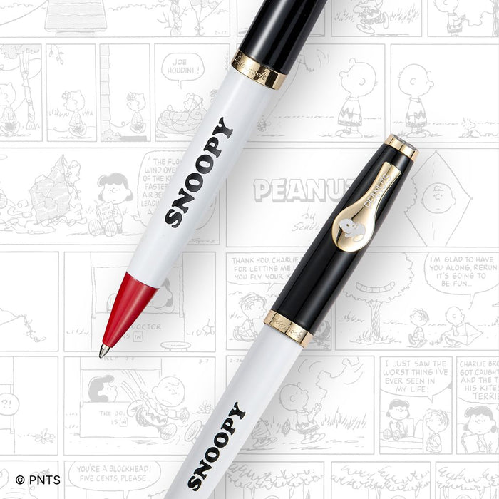 Esterbrook x Peanuts ballpoint pens featuring Snoopy and Woodstock with colorful, cartoon-inspired designs.
