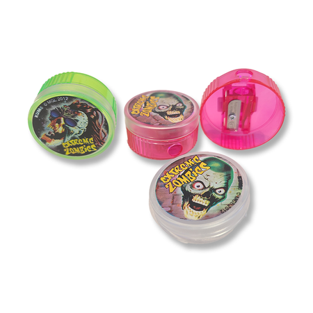 KUM Sharpener Extreme Zombies medium pencil sharpener with one hole, featuring a zombie-themed design for school or art use