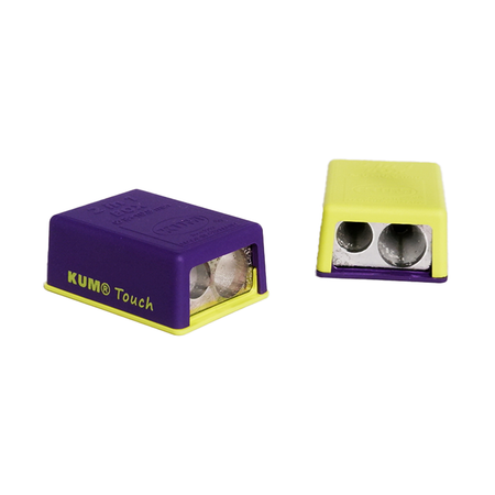 KUM Sharpener 2-in-1 Magnesium Touch Series pencil sharpener with durable magnesium body and two sharpening holes for pencils.