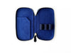 Blue galaxy leather pen case with three slots by Eng Leather Co., designed to hold and organize pens stylishly.