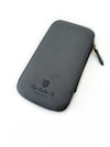 Eng Leather Co. 3-slot leather pen case in mineral grey, showcasing sleek design and multiple pen storage compartments.