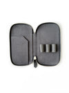 Eng Leather Co. 3-slot leather pen case in mineral grey with smooth finish and sleek design, ideal for organizing pens.