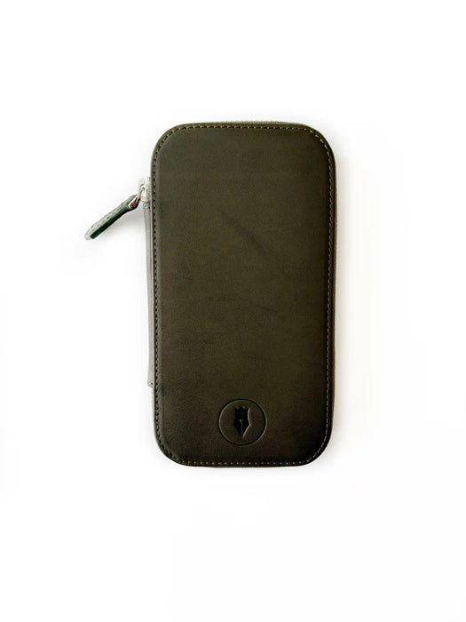 Eng Leather Co. 3-slot leather pen case in natural olive color, featuring a sleek, compact design for organizing pens.