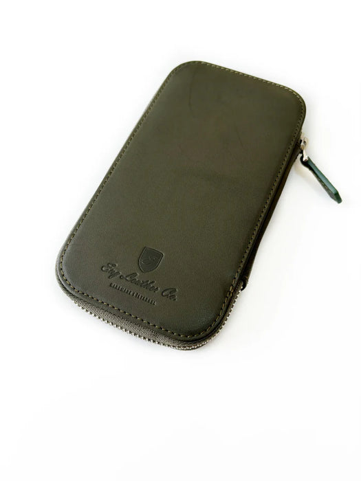 Eng Leather Co. natural olive leather 3-slot pen case with smooth finish and durable stitching, designed for stylish organization.