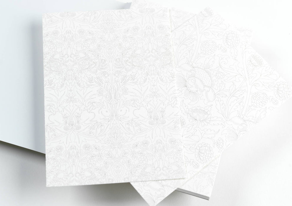 Watercolor paper from Pepin's William Morris Watercolour Postcard Book, featuring detailed floral and nature-inspired watercolor designs.