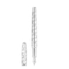 S.T. Dupont Line D Eternity Monogram 1872 silver fountain pen with engraved details and smooth clip, showcasing elegant craftsmanship.