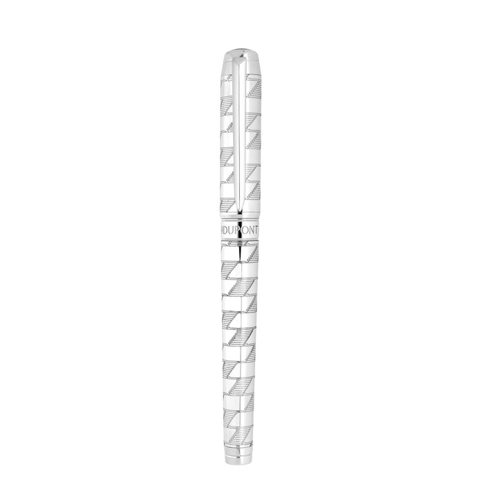 S.T. Dupont Line D Eternity Monogram 1872 silver rollerball pen with elegant monogram design and sleek fountain pen style
