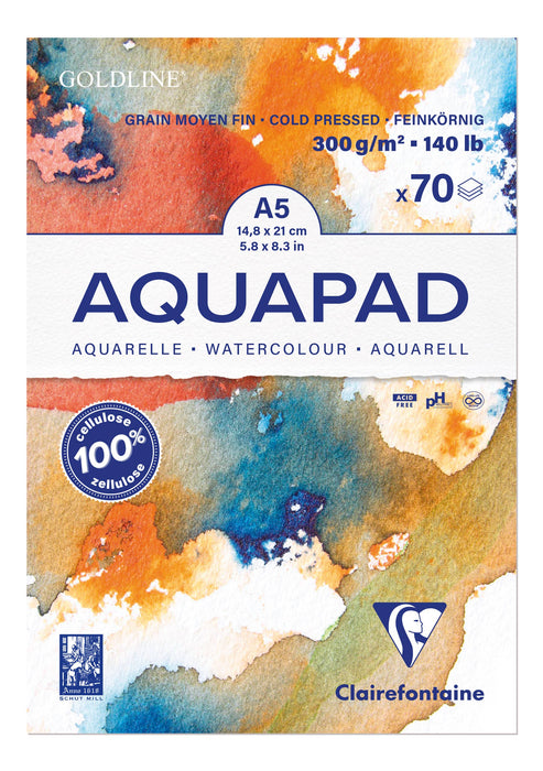 Clairefontaine Aquapad watercolor artist pad with 300gsm paper, ideal for watercolor painting and artistic projects.