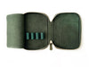 Eng Leather Co. dark olive green leather 4-slot A6 pen case with sleek design and secure slot closures.