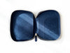 Eng Leather Co. navy blue leather 4-slot A6 pen case, featuring a sleek design with four individual pen compartments.