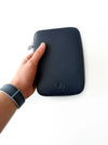 Eng Leather Co. navy blue leather 4-slot A6 pen case with smooth finish and secure slots for pens and writing tools.