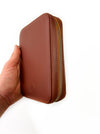 Eng Leather Co. Walnut Brown leather 4-slot A6 pen case with a sleek, compact design and secure slot closures.