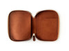 Eng Leather Co. walnut brown leather 4-slot A6 pen case with sleek design and durable stitching, perfect for organizing pens.
