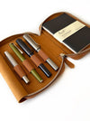 Eng Leather Co. Camel vegan leather 4-slot Apple pen case with sleek design and precise stitching for stylish organization.