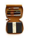 Eng Leather Co. Camel vegan leather 4-slot Apple pen case with sleek design and precise stitching for stylish organization.