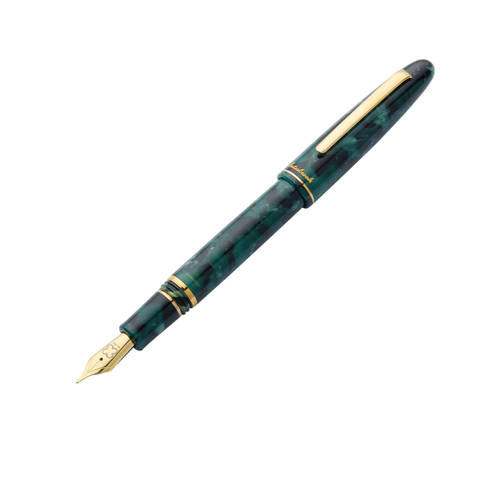 Esterbrook Estie Evergreen fountain pen ink bottle with label, showcasing rich green ink for fountain pen writing.