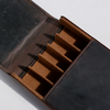 Dark brown Eng Leather Co. 5 pen hard case with sturdy exterior and secure closure, designed to protect and organize writing instruments.