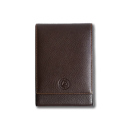 Eng Leather Co. 5 Pen Hard Case in brown leather with a sturdy exterior and five slots for pens.